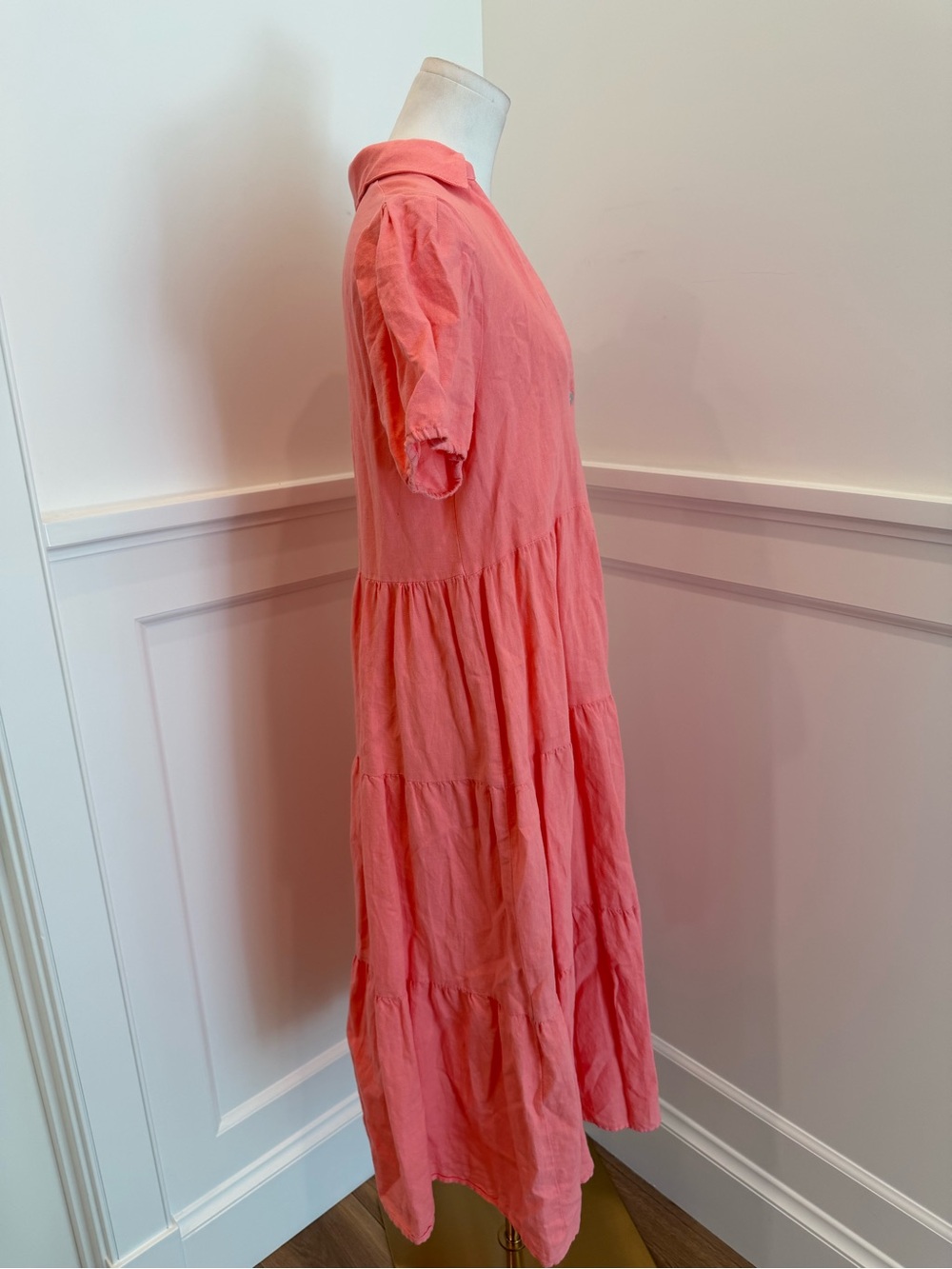 Zara Pink Button Down Tiered Maxi Dress - Picture 4 of 10